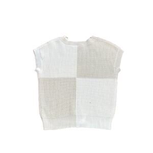 Moon & Madison Women's Cream Tan Colorblock Cotton Blended Vest Sweater Size S